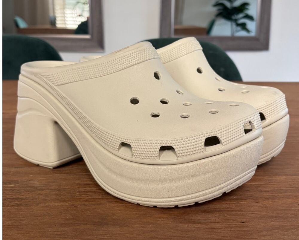Crocs Siren Platform Clog Women’s 11 Bone Beige High Heel Chunky Slip On